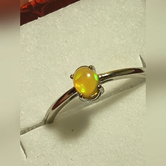 .925 Sterling Silver Welo Mine Fire Opal Cabachon Ring 6-9 - Picture 3 of 8